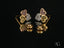 Heart-shaped stud earrings in multicolored gemstones, Trio Harmony in 18k gold three-tone