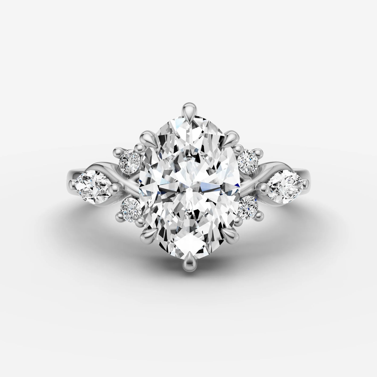 Fleur oval diamond setting in gold, view 13