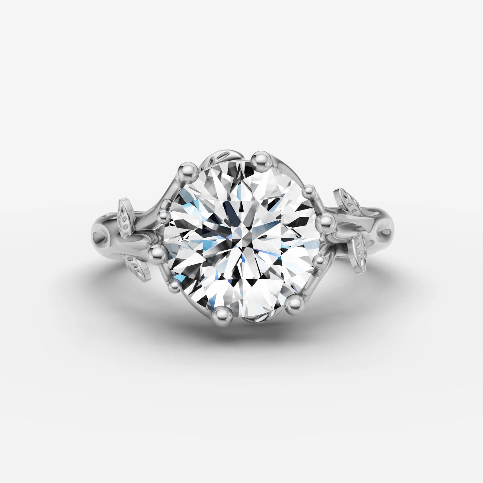 Fleur round diamond setting in gold, view 13