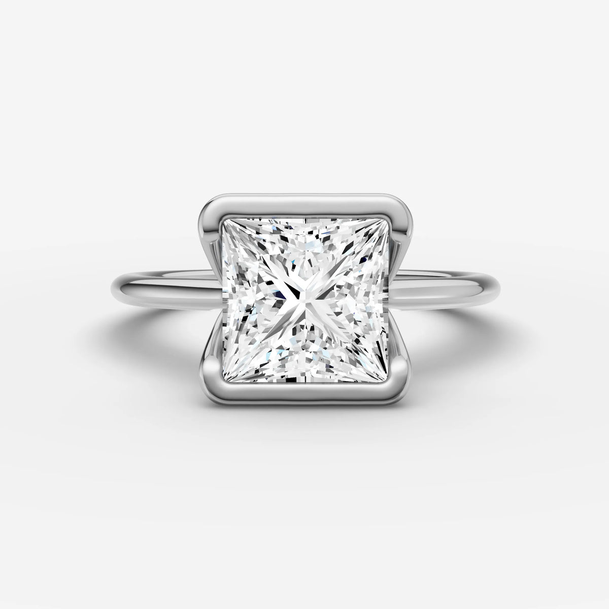 Demi princess diamond setting in gold, view 21