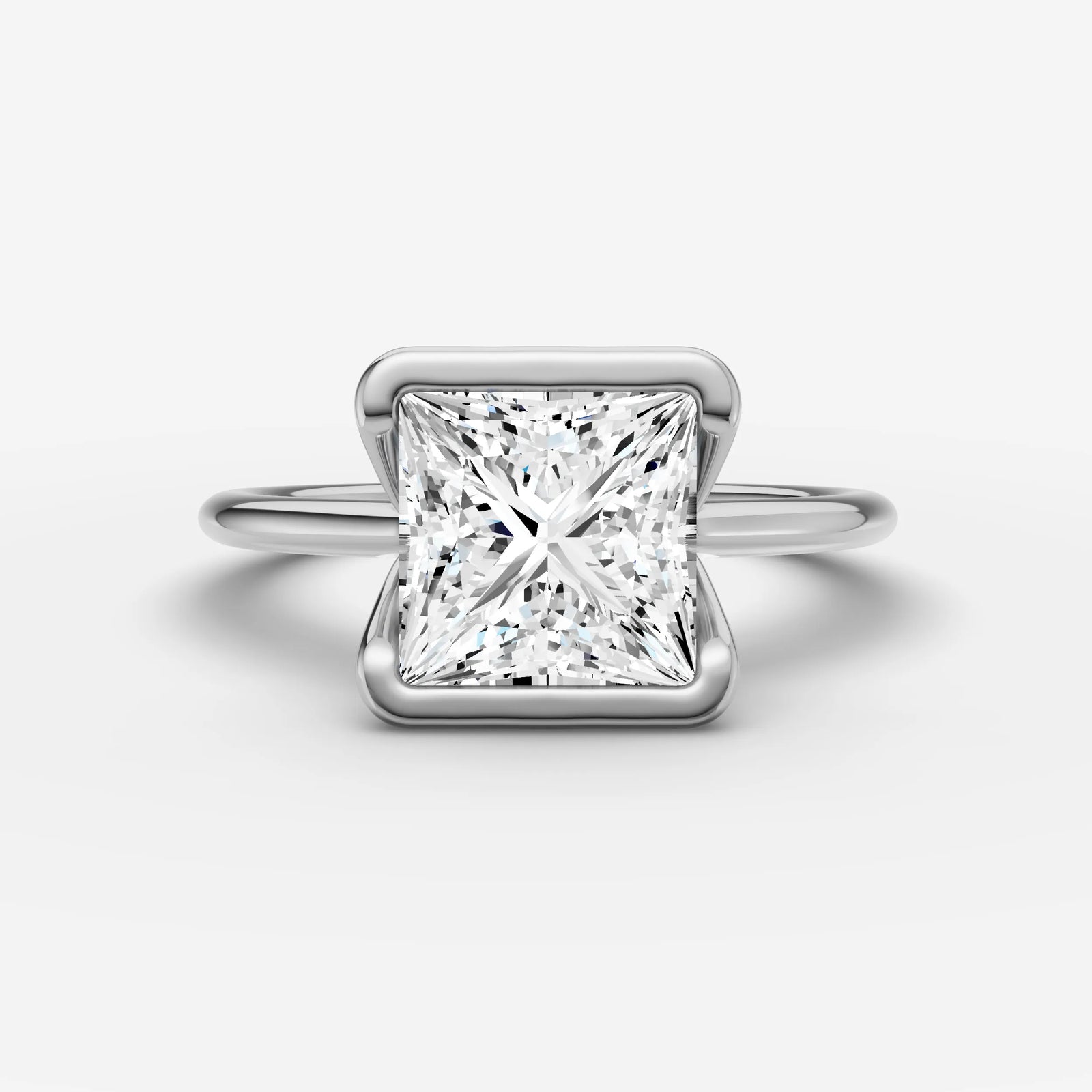 Demi princess diamond setting in gold, view 21