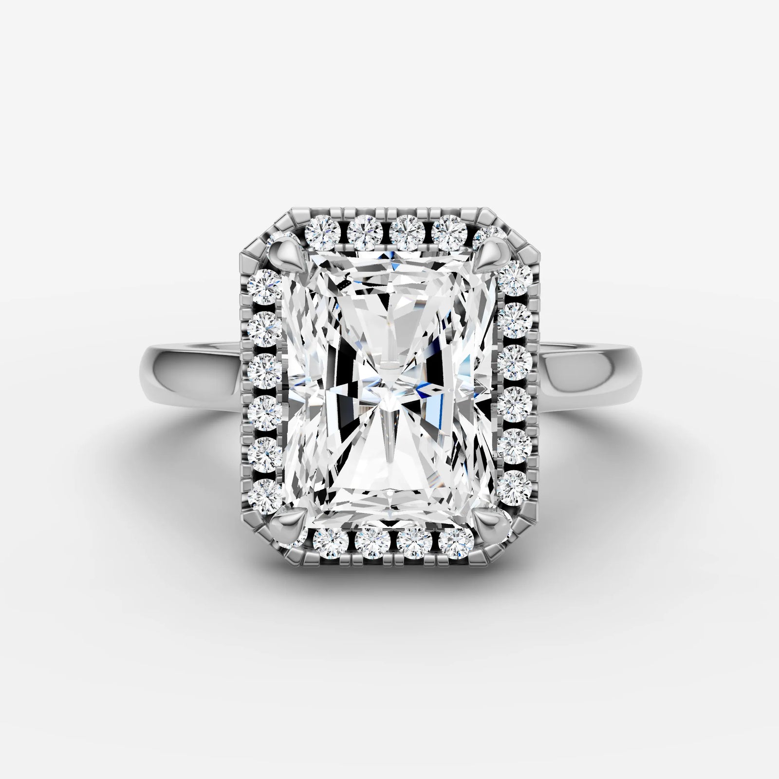 Aurore emerald diamond setting in gold, view 21
