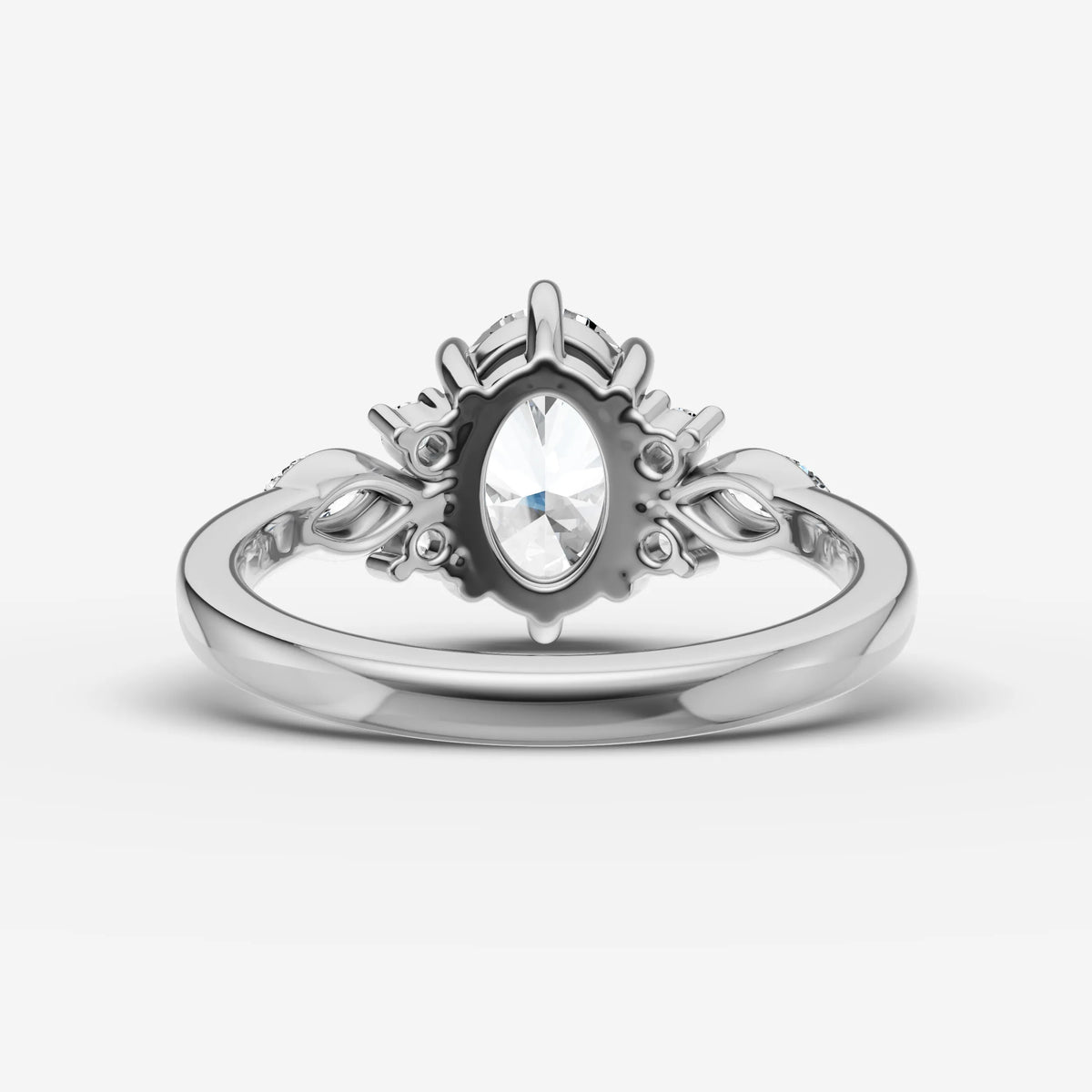 Fleur oval diamond setting in gold, view 18