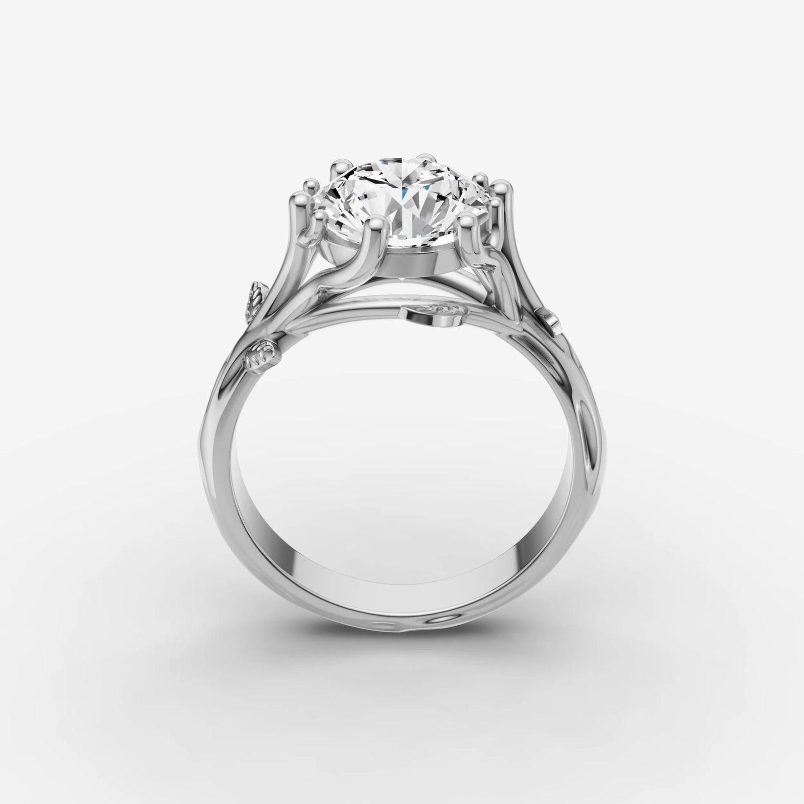 Fleur round diamond setting in gold, view 15