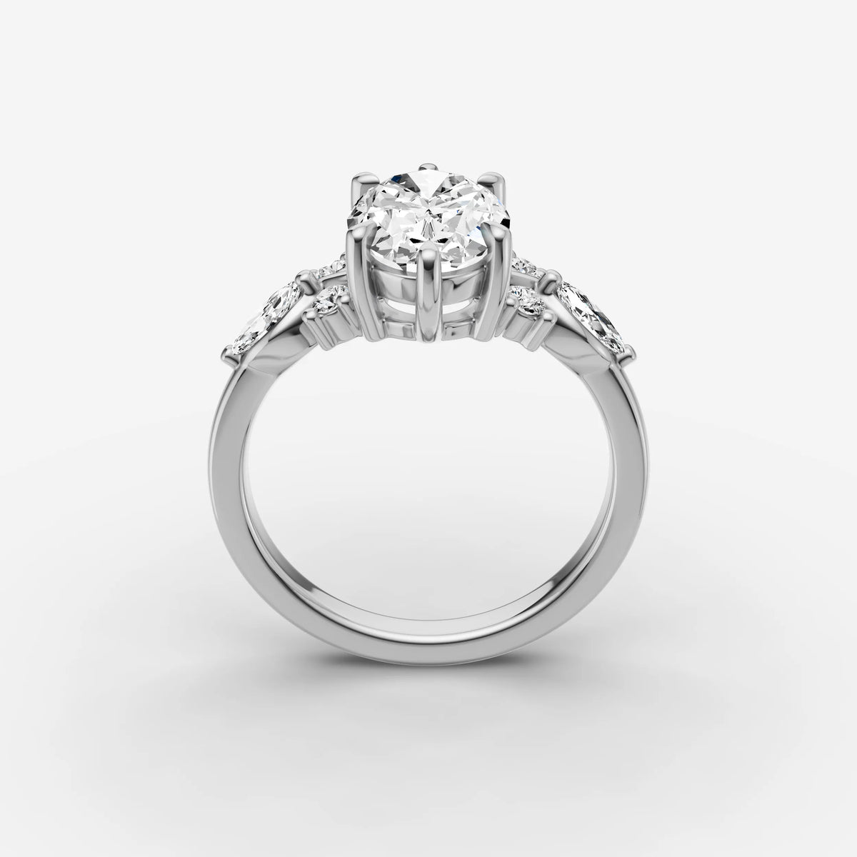 Fleur oval diamond setting in gold, view 15