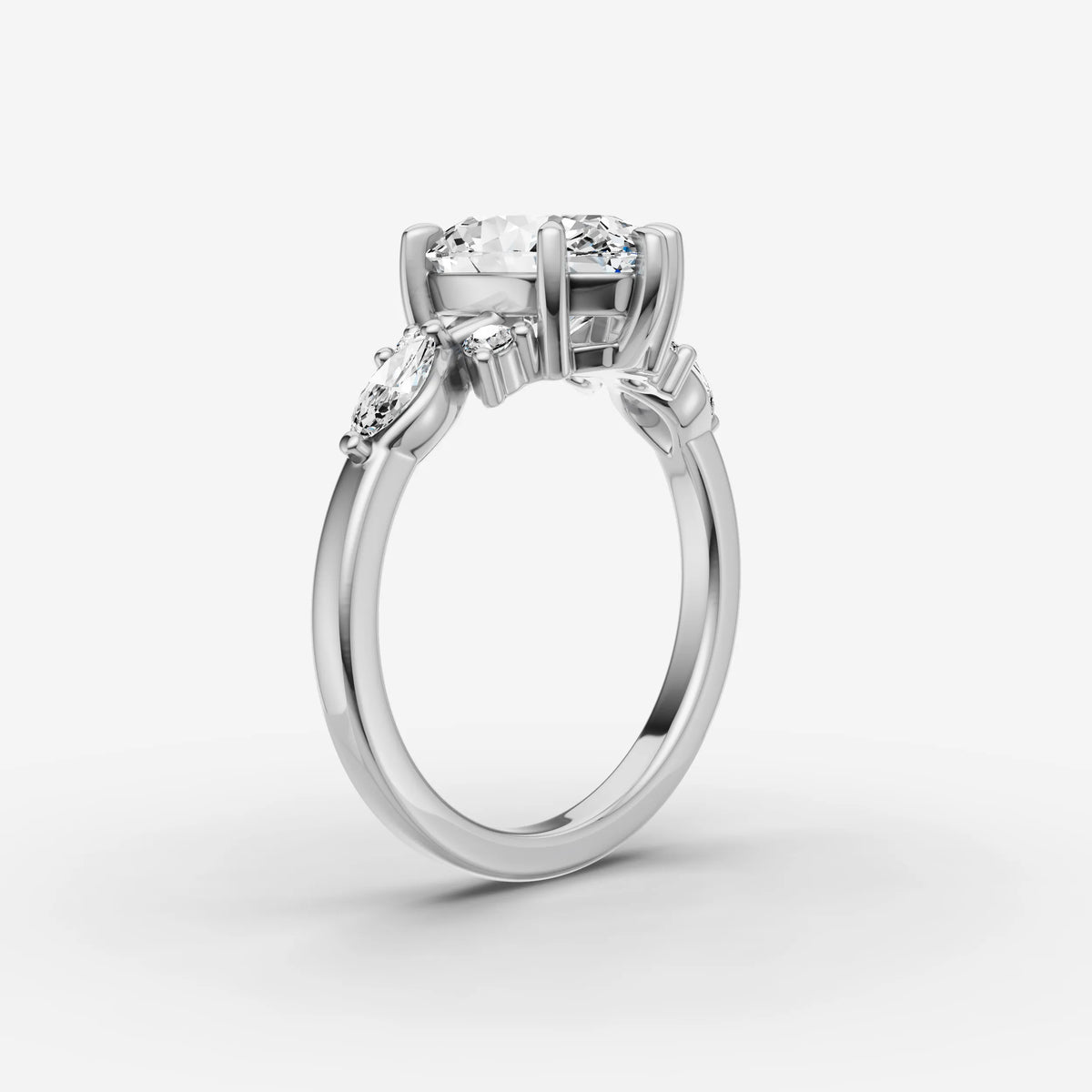 Fleur oval diamond setting in gold, view 16