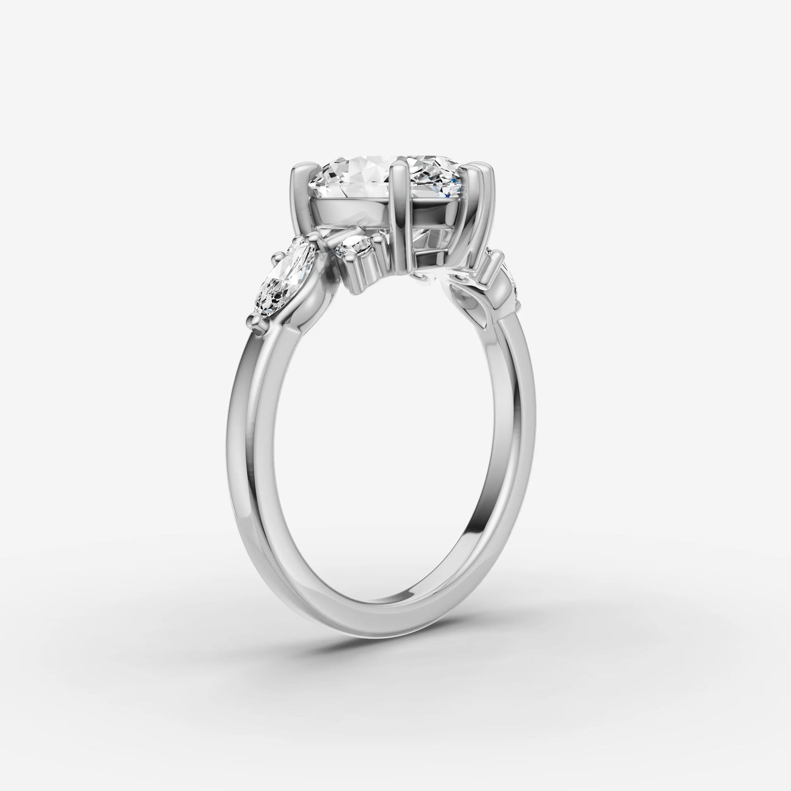 Fleur oval diamond setting in gold, view 16