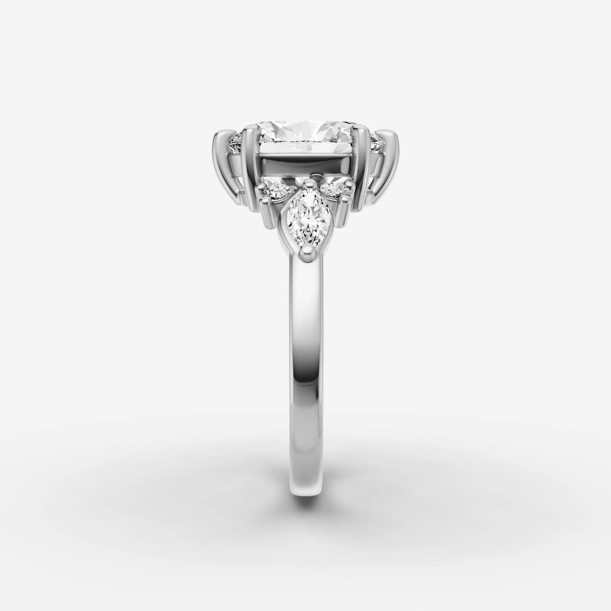 Fleur oval diamond setting in gold, view 17