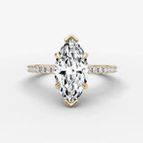 Etoile marquise diamond setting in gold, front view