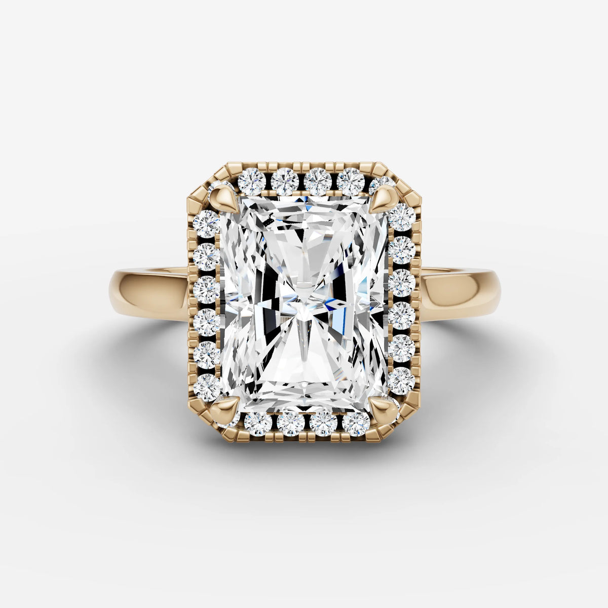 Aurore emerald diamond setting in gold, view 19
