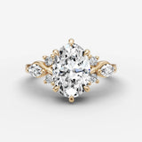 Fleur oval diamond setting in gold, front view
