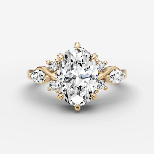 Fleur Oval ring setting, view 1