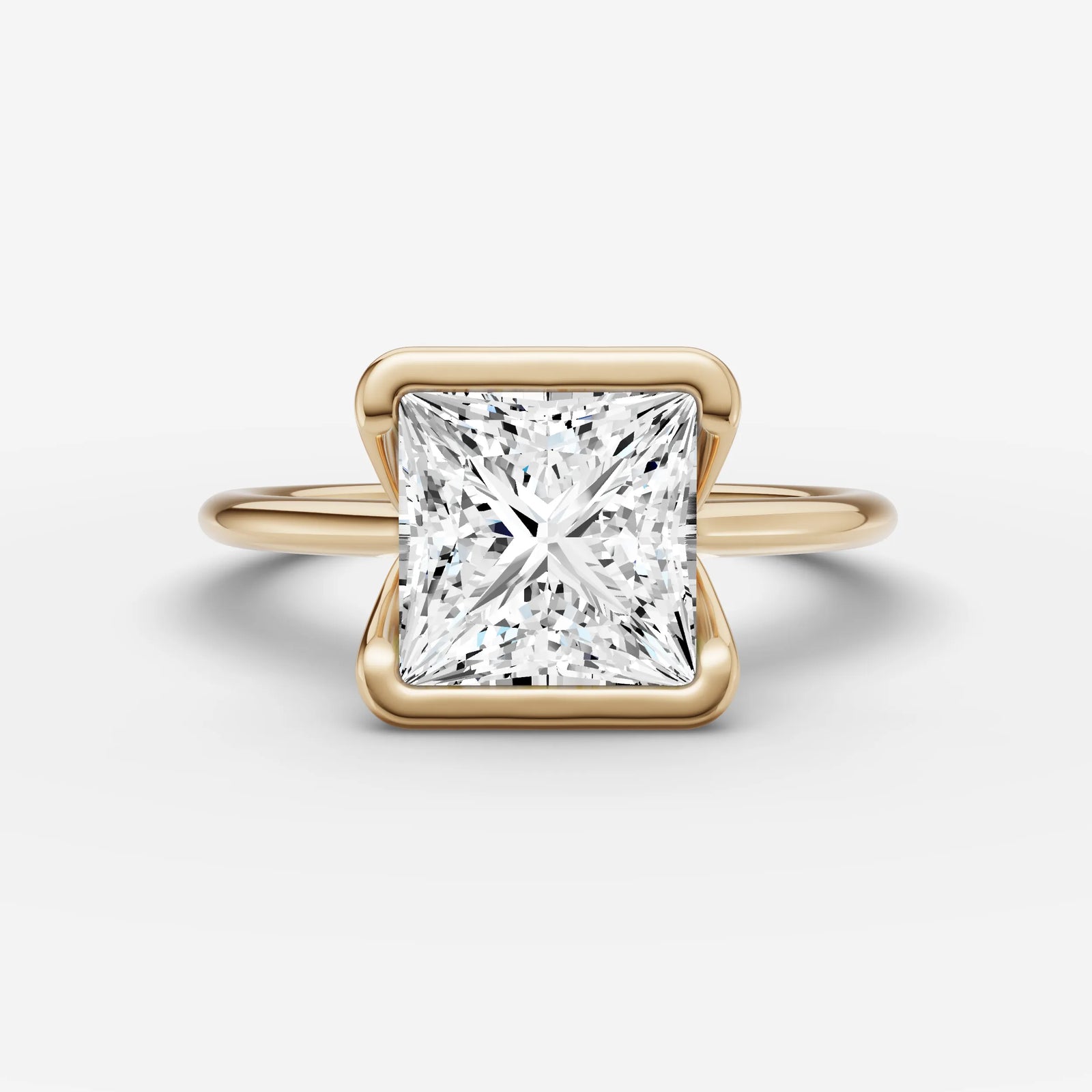 Demi princess diamond setting in gold, view 19