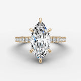 Mystere Etoile marquise diamond setting in gold, front view
