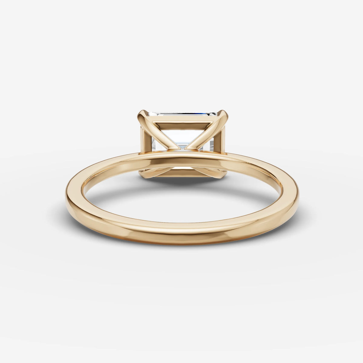 Horizon emerald diamond setting in gold, top view