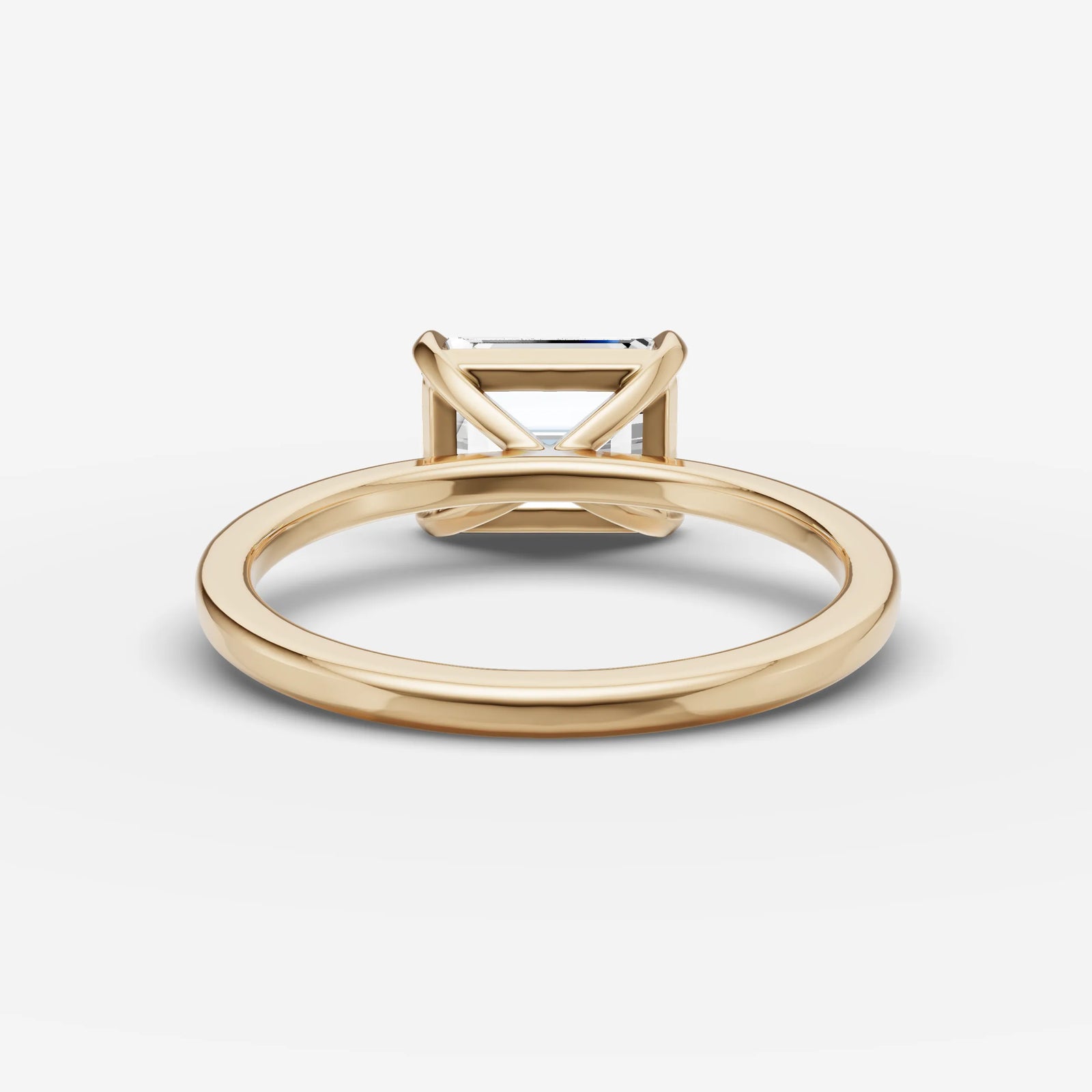 Horizon emerald diamond setting in gold, top view