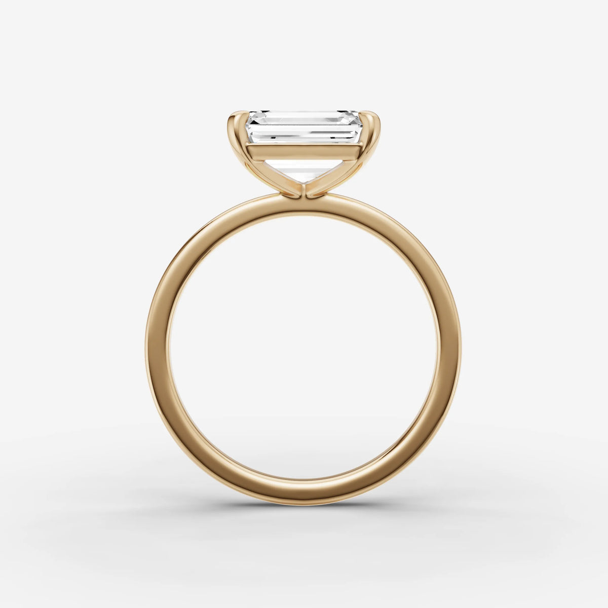 Horizon emerald diamond setting in gold, profile angle