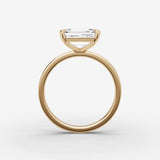 Horizon emerald diamond setting in gold, profile angle