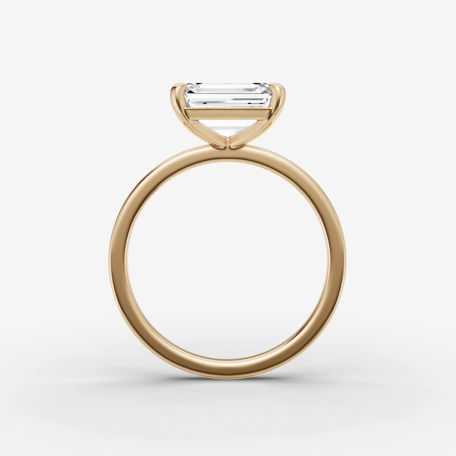 Horizon emerald diamond setting in gold, profile angle
