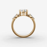 Fleur oval diamond setting in gold, profile angle