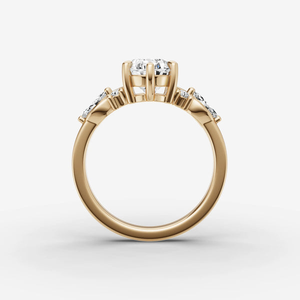 Fleur Oval ring setting, view 2