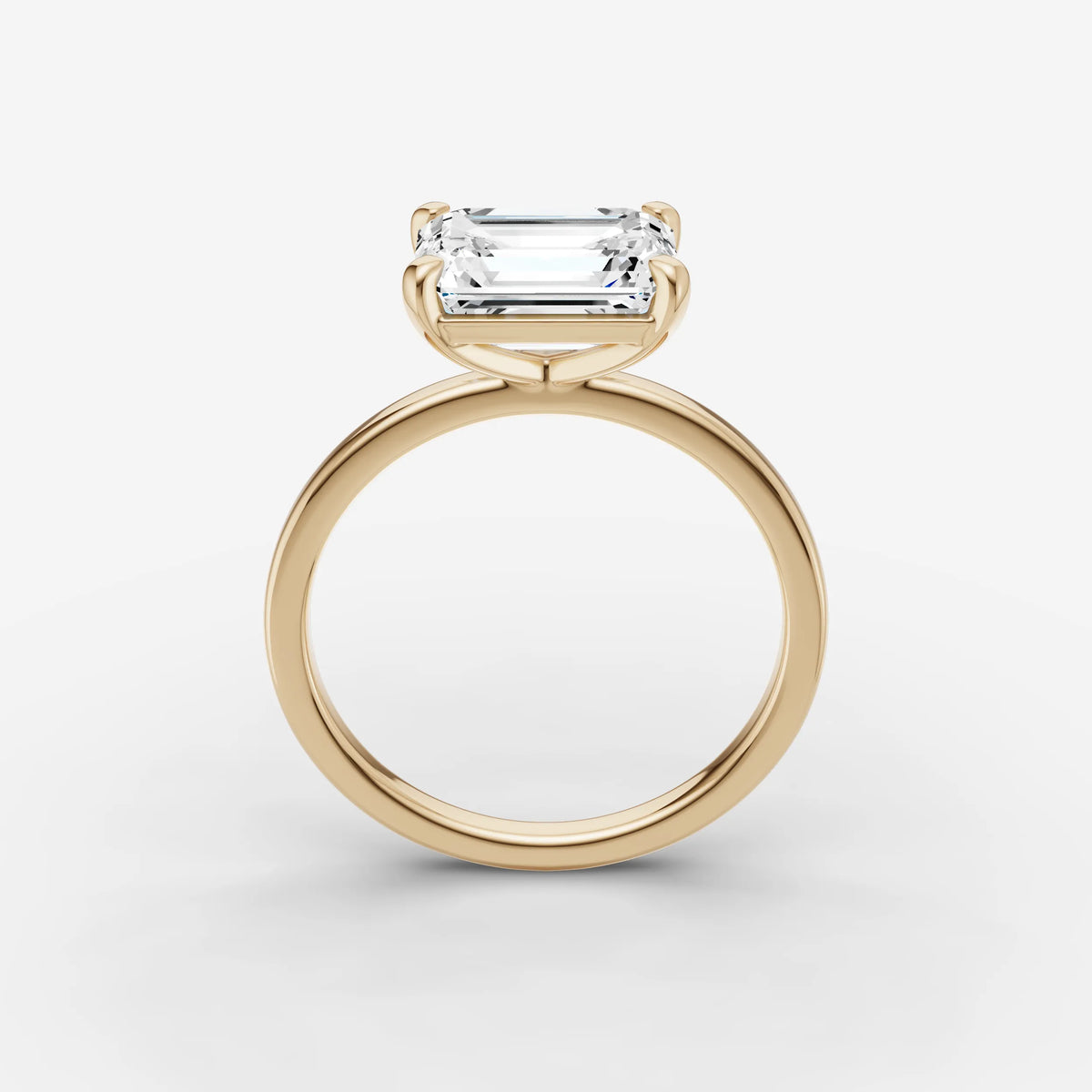 Horizon emerald diamond setting in gold, side view