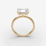 Horizon emerald diamond setting in gold, side view