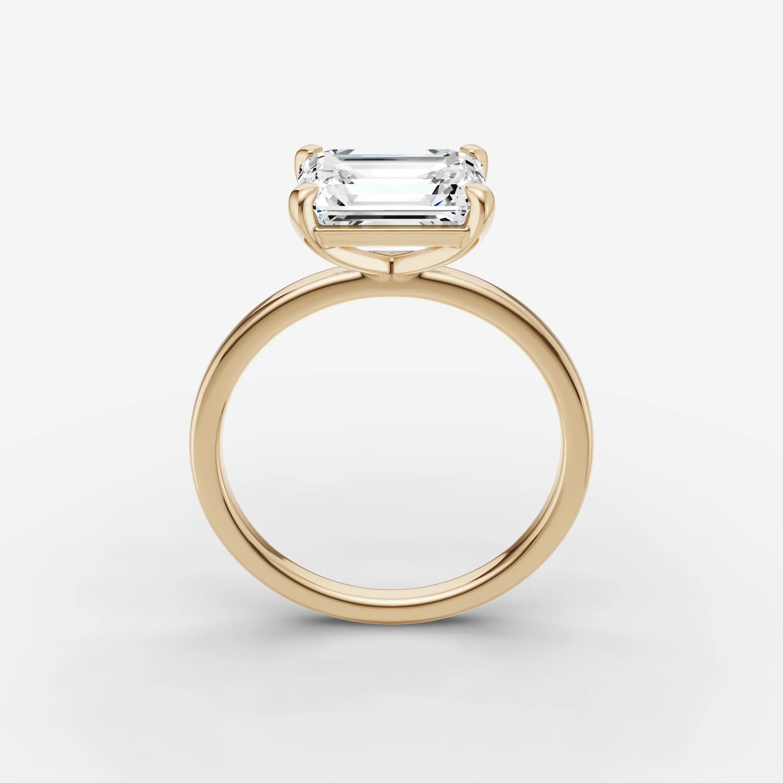 Horizon emerald diamond setting in gold, side view