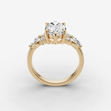 Fleur oval diamond setting in gold, side view