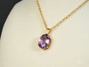 Amethyst Glow Pendant: Oval-Cut Amethyst in 18k Solid Gold Chain
