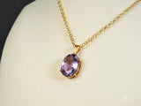 Amethyst Glow Pendant: Oval-Cut Amethyst in 18k Solid Gold Chain