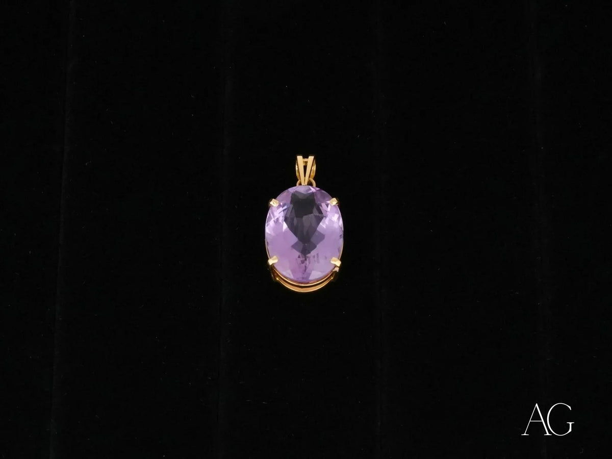 Amethyst Glow Pendant: Oval-Cut Amethyst in 18k Solid Gold
