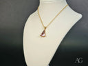 Amethyst trillion pendant in 18k solid gold with pink gemstone