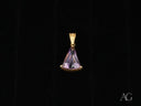 Amethyst trillion pendant in 18k solid gold with triangular gemstone