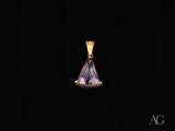 Amethyst trillion pendant in 18k solid gold with triangular gemstone