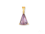 Amethyst trillion pendant in 18k solid gold with purple gemstone