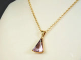 Amethyst trillion pendant in 18k solid gold with purple gemstone