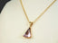 Gold chain necklace with amethyst trillion pendant, art gold jewelry in 18k solid gold
