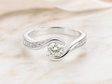 Twist of Light — Bypass Diamond Ring, angled view, 18K white gold