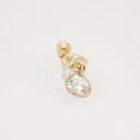 Art Gold 18k gold bellybutton piercing with dangling oval-cut clear gemstone