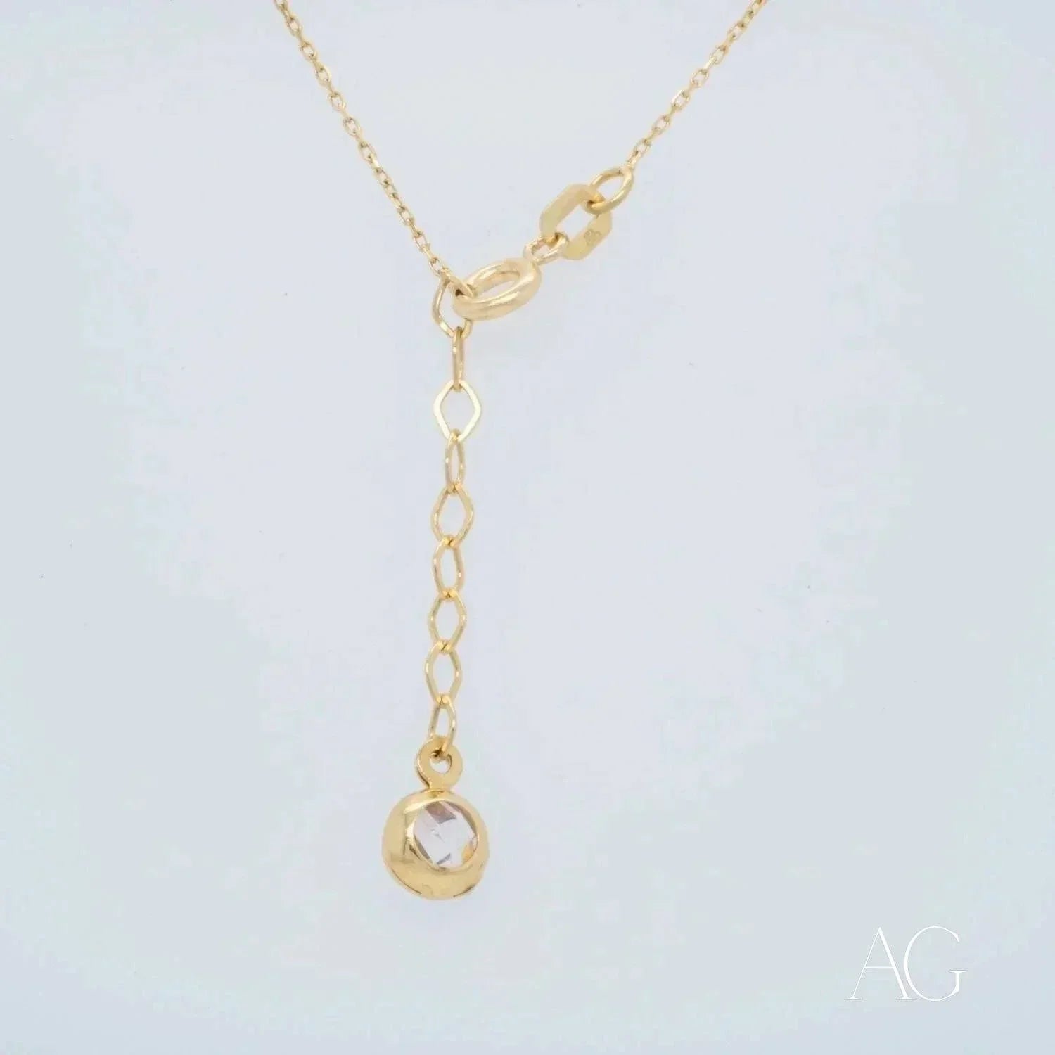 Art Gold Jewelry 18k gold chain necklace with faceted gem extender