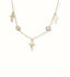 Art Gold Jewelry 18k charms anklet with delicate gold chain, cross charms, and iridescent stones