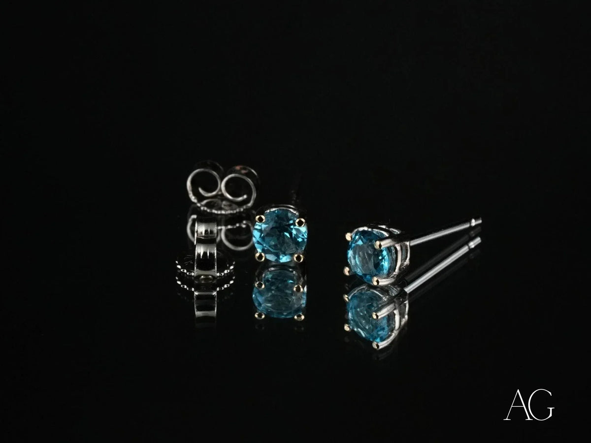 Azure Glow 18k white gold blue topaz stud earrings