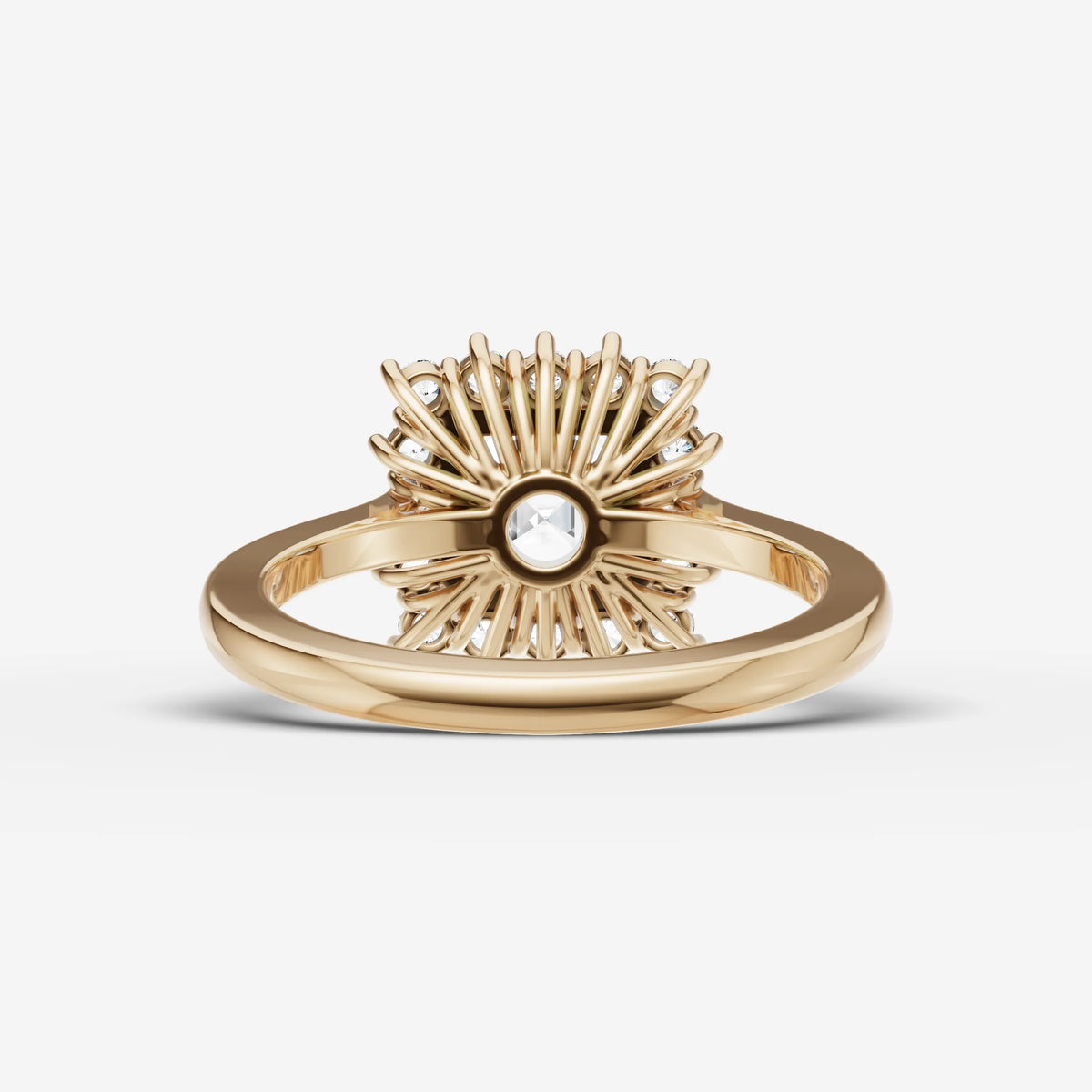Aurore asscher diamond setting in gold, top view