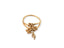 18k gold ring with blossom charm and diamond centerpiece featuring floral and leaf embellishments