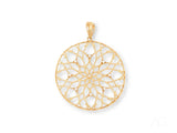 Blossom Spark flower pendant in art gold jewelry with filigree floral design