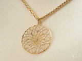 Blossom Spark flower pendant in art gold jewelry with diamonds