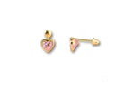 Blush Love 18k gold pink CZ heart earrings with pink gemstones