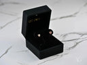 Blush Love 18k gold pink CZ heart earrings in black velvet box