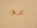 Blush Love 18k gold pink CZ heart stud earrings with pink gems